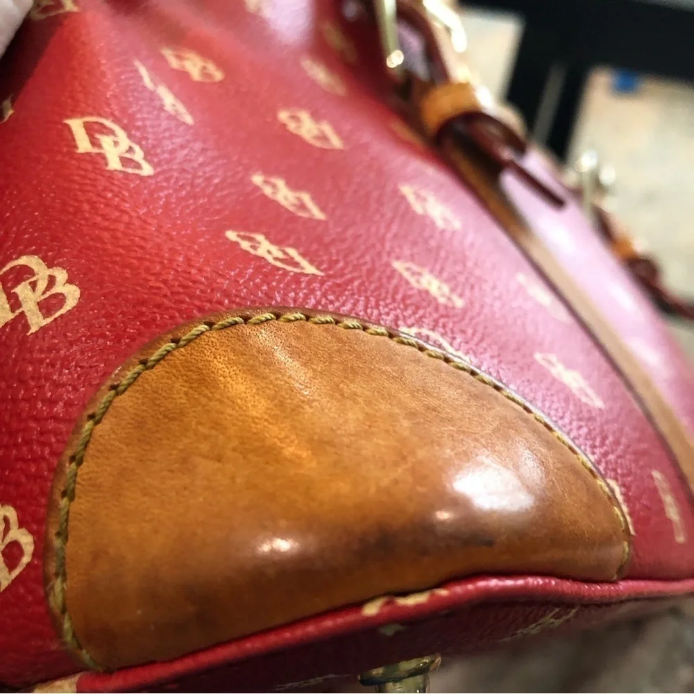 DOONEY & Bourke red leather satchel with DB logo detachable shoulder strap